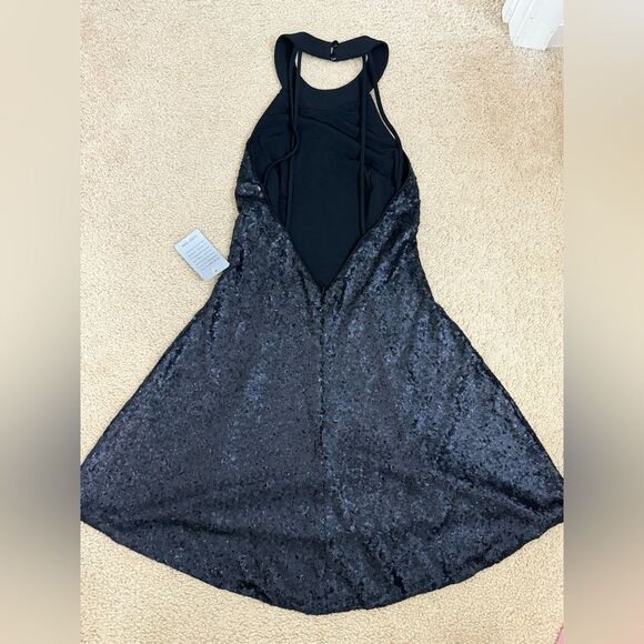 NWT Dress The Population 'ANNIE' Halter Sequin Black  Mini Open Back Dress Sz M - Picture 6 of 15